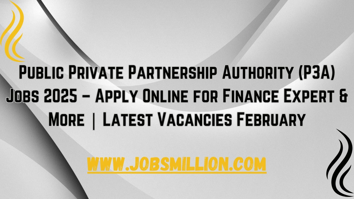 Public Private Partnership Authority (P3A) Jobs 2025 – Apply Online for Finance Expert & More | Latest Vacancies February