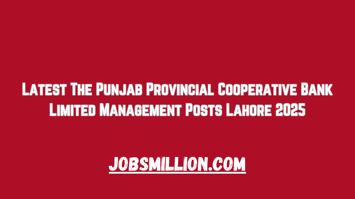 Latest The Punjab Provincial Cooperative Bank Limited Management Posts Lahore 2025